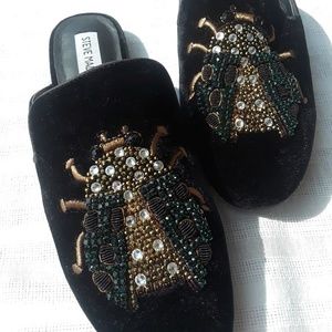 Steve madden black velvet hugh mule